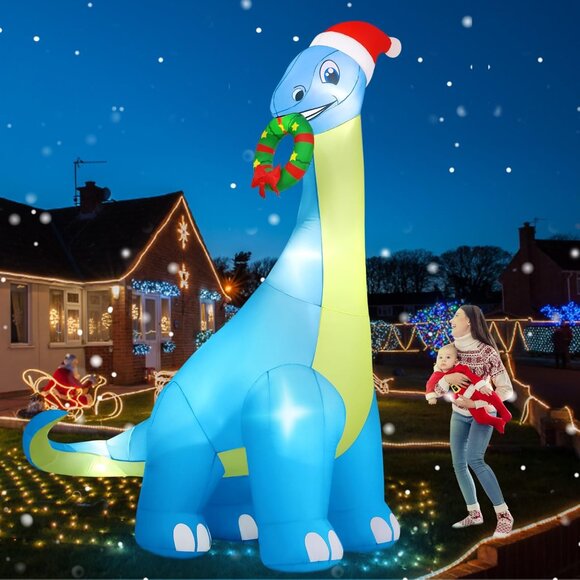 🆕12FT Christmas Inflatable Giant Dinosaur Blow Up Yard Outdoor Decoration - Picture 4 of 9